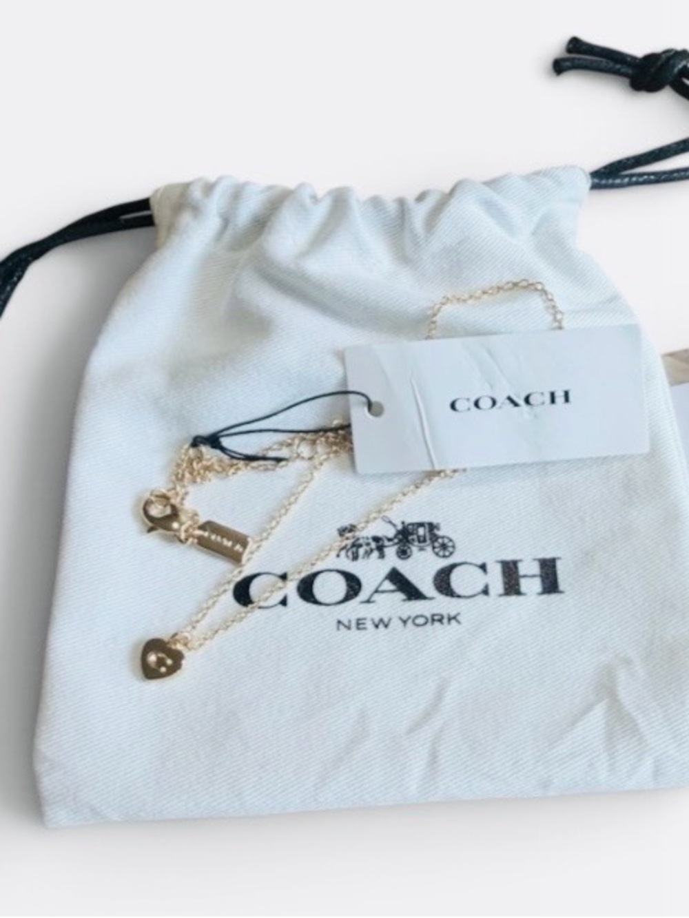 COACH Gold Tone Heart Necklace